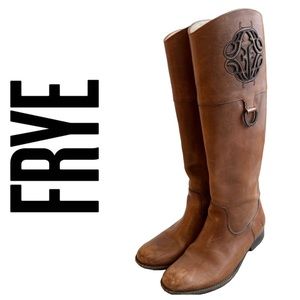 FRYE Women's Melissa Logo Boot Dark Brown Vintage Brush Off 7.5